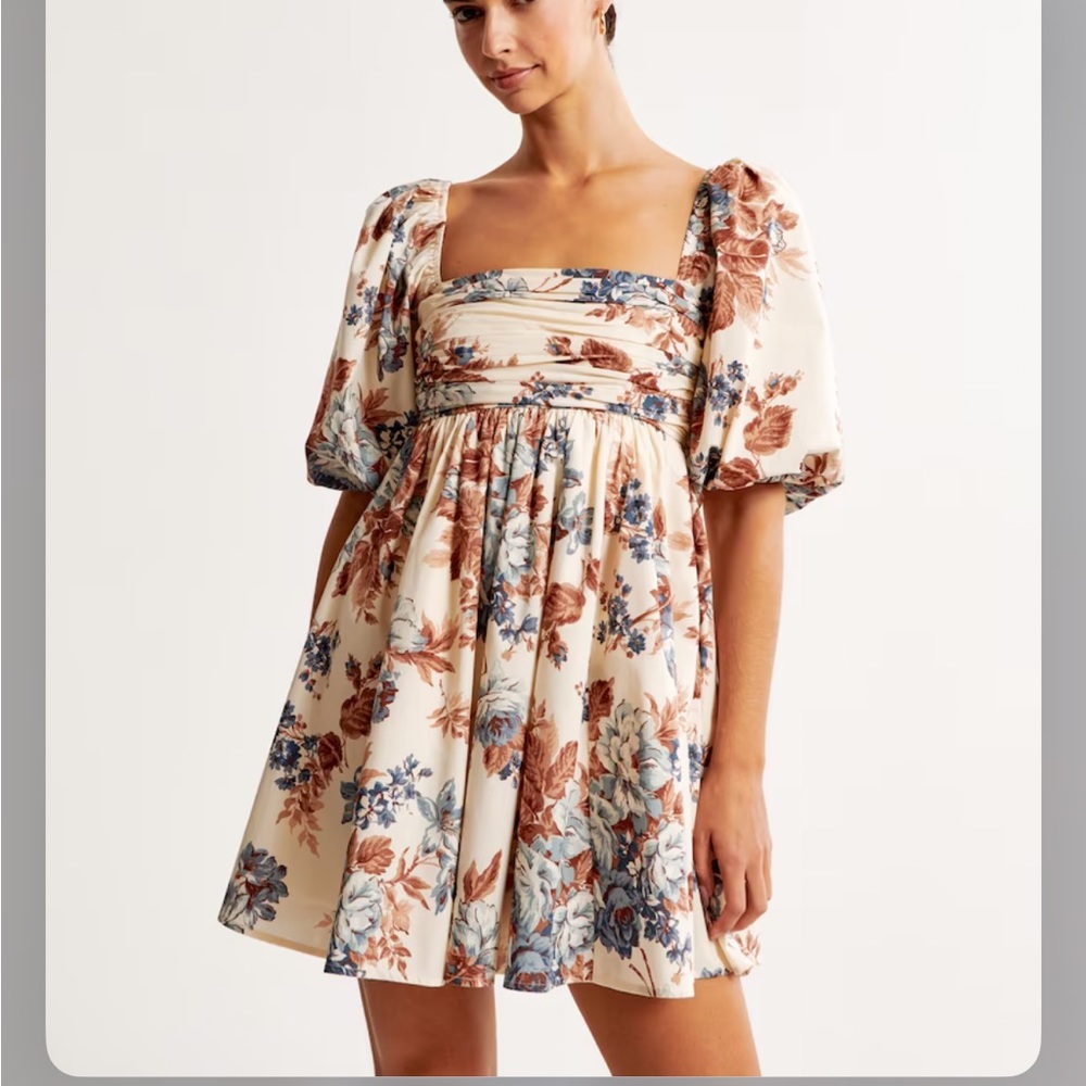 NWT Abercrombie Poplin Puff Sleeve Mini Dress